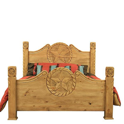 Rustic Country Honey Pine Rope and Stars Bedroom Set at Walker Mattress and Furniture Locations in Cedar Park and Belton TX.