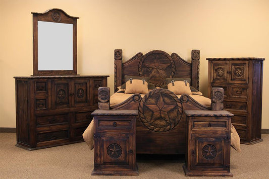 Rustic Country Medio Rope and Stars Bedroom Set at Walker Mattress and Furniture Locations in Cedar Park and Belton TX.