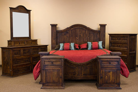 Rustic Curved Medio Bedroom Set at Walker Mattress and Furniture Locations in Cedar Park and Belton TX.