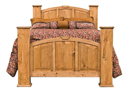 Rustic Mansion Honey Pine Bedroom Set at Walker Mattress and Furniture Locations in Cedar Park and Belton TX.