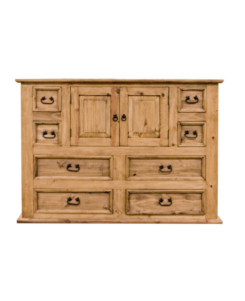 Rustic Mansion Honey Pine Bedroom Set at Walker Mattress and Furniture Locations in Cedar Park and Belton TX.