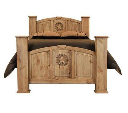 Rustic Mansion Honey Pine Bedroom Set w/Stars at Walker Mattress and Furniture Locations in Cedar Park and Belton TX.