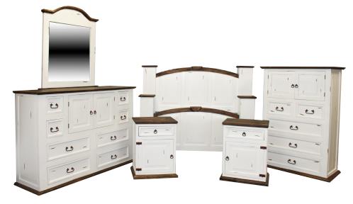 Rustic Mansion White Bedroom Set at Walker Mattress and Furniture Locations in Cedar Park and Belton TX.