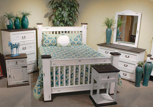 Rustic Mission White Bedroom Set at Walker Mattress and Furniture Locations in Cedar Park and Belton TX.