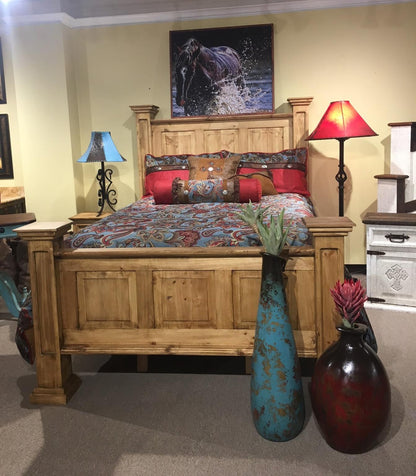 Rustic Oasis Honey Pine Bedroom Set at Walker Mattress and Furniture Locations in Cedar Park and Belton TX.