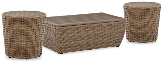 Sandy Bloom Outdoor Coffee Table with 2 End Tables at Walker Mattress and Furniture Locations in Cedar Park and Belton TX.
