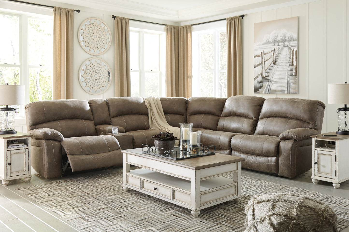 Segburg 4-Piece Power Reclining Sectional at Walker Mattress and Furniture Locations in Cedar Park and Belton TX.