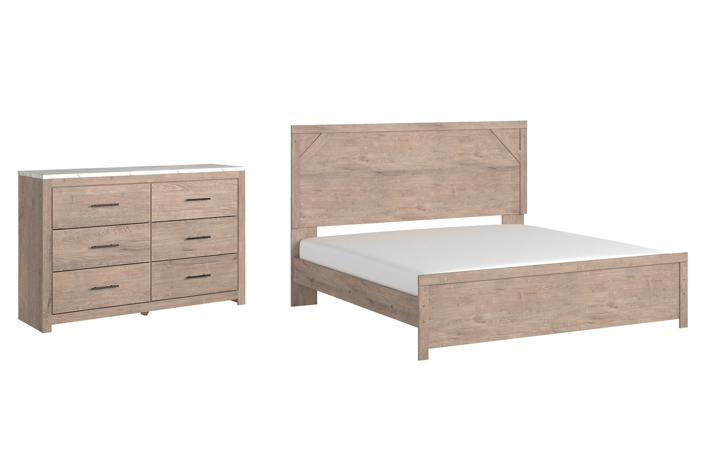 Senniberg King Panel Bed with Dresser at Walker Mattress and Furniture Locations in Cedar Park and Belton TX.
