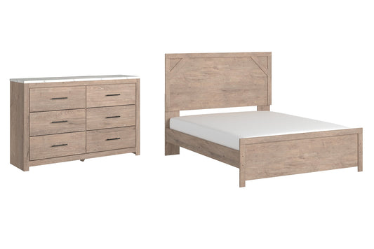 Senniberg Queen Panel Bed with Dresser at Walker Mattress and Furniture Locations in Cedar Park and Belton TX.