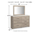 Senniberg Queen Panel Bed with Mirrored Dresser at Walker Mattress and Furniture Locations in Cedar Park and Belton TX.
