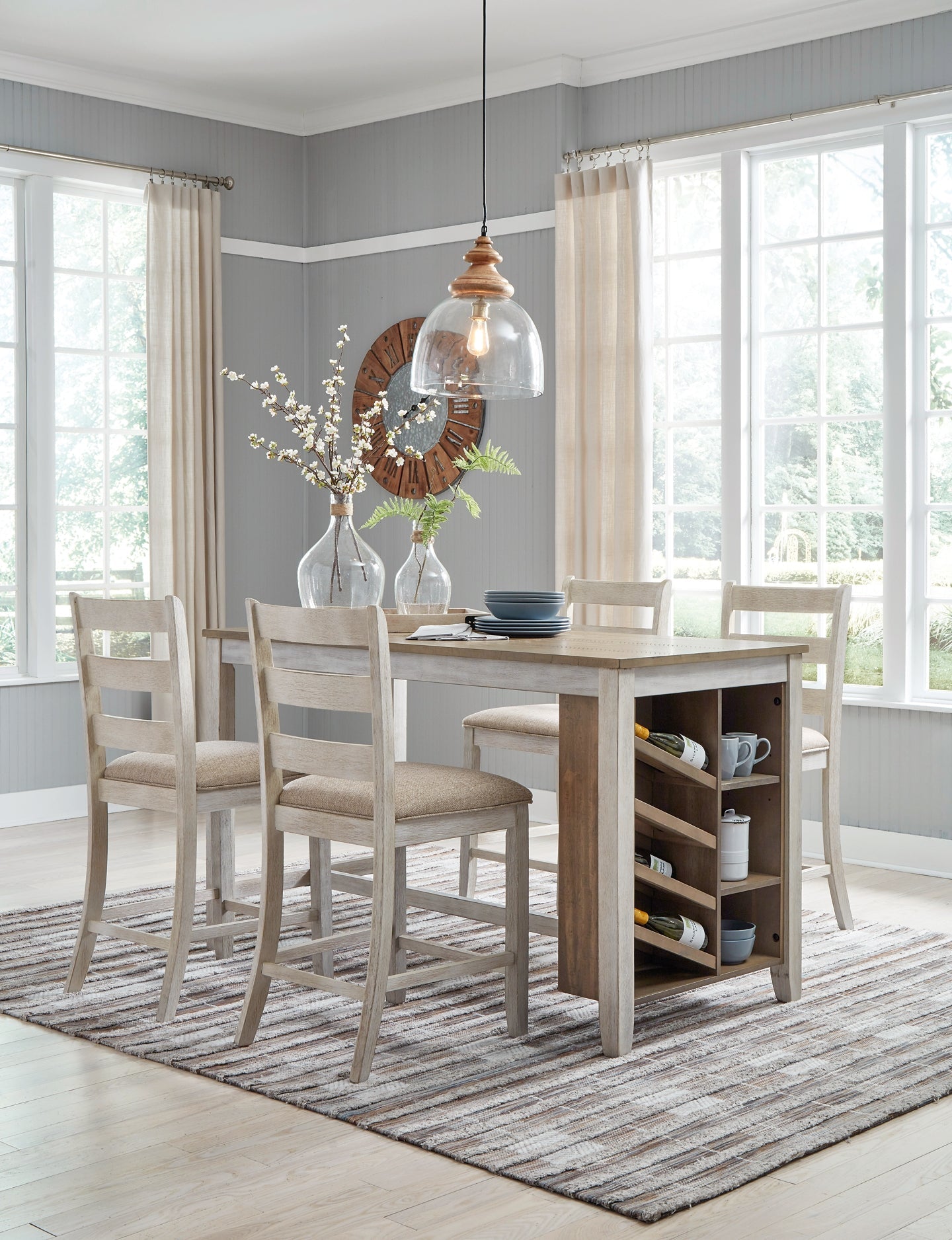 Skempton Counter Height Dining Table and 4 Barstools at Walker Mattress and Furniture Locations in Cedar Park and Belton TX.