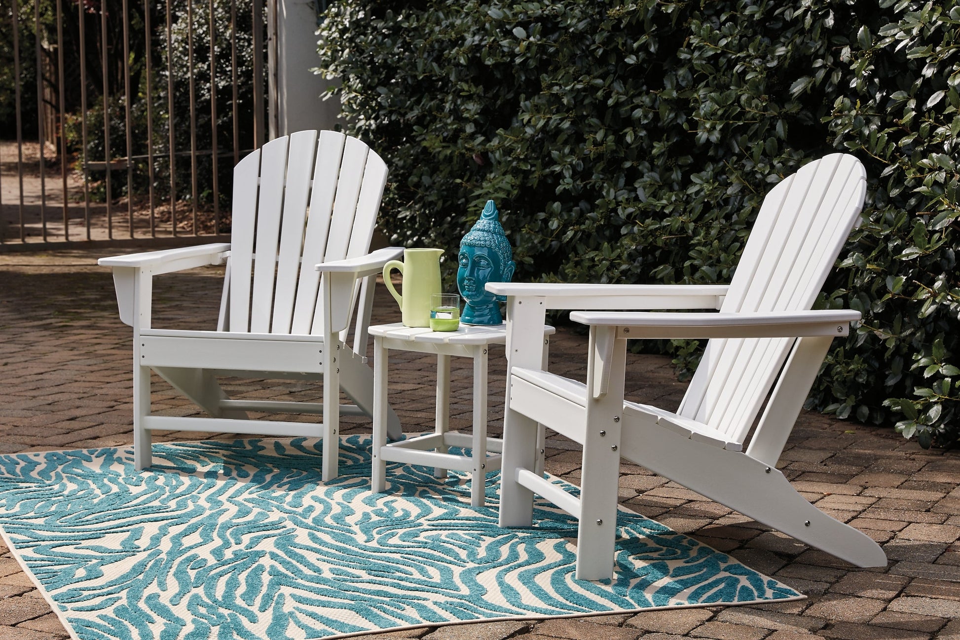 Sundown Treasure 2 Outdoor Chairs with End Table at Walker Mattress and Furniture Locations in Cedar Park and Belton TX.