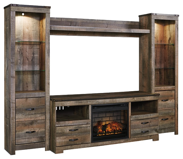 Trinell 4-Piece Entertainment Center with Electric Fireplace at Walker Mattress and Furniture Locations in Cedar Park and Belton TX.