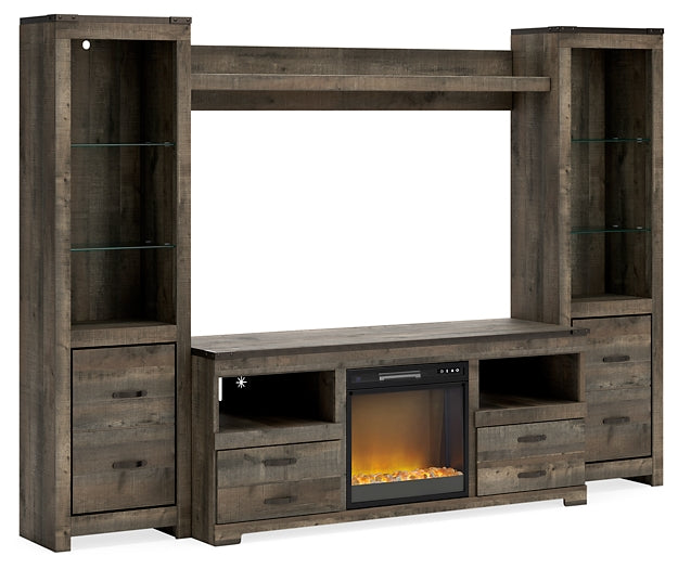 Trinell 4-Piece Entertainment Center with Electric Fireplace at Walker Mattress and Furniture Locations in Cedar Park and Belton TX.