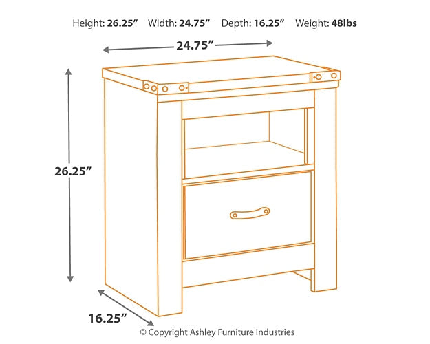Trinell One Drawer Night Stand at Walker Mattress and Furniture Locations in Cedar Park and Belton TX.