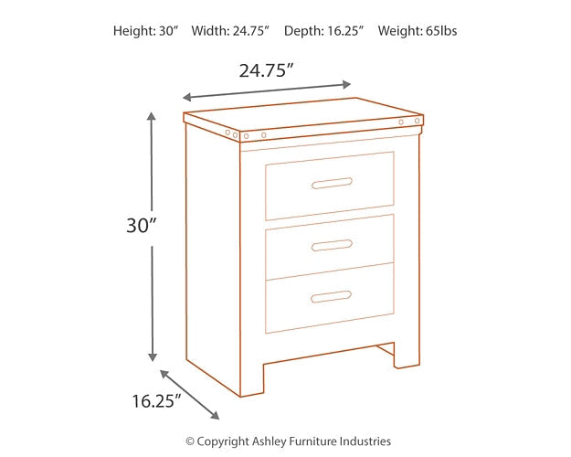 Trinell Two Drawer Night Stand at Walker Mattress and Furniture Locations in Cedar Park and Belton TX.