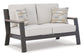 Tropicava Outdoor Loveseat and Lounge Chair with Coffee Table and 2 End Tables at Walker Mattress and Furniture Locations in Cedar Park and Belton TX.