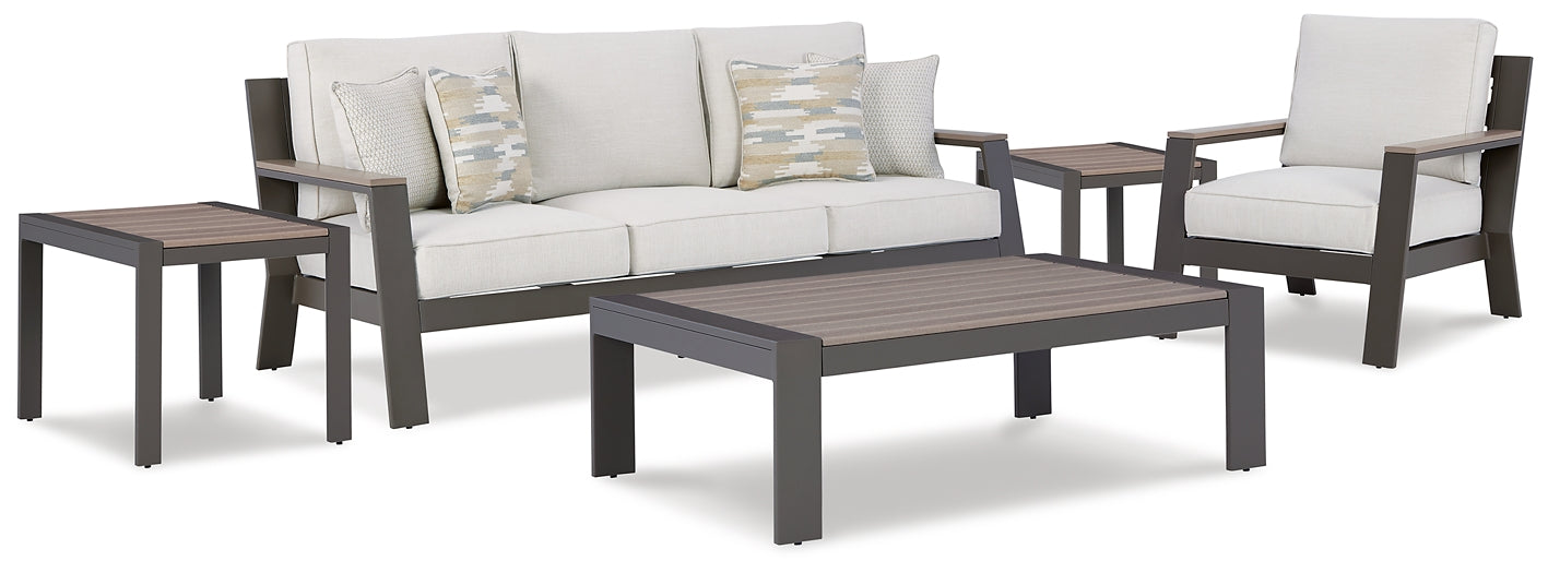 Tropicava Outdoor Sofa and Lounge Chair with Coffee Table and 2 End Tables at Walker Mattress and Furniture Locations in Cedar Park and Belton TX.
