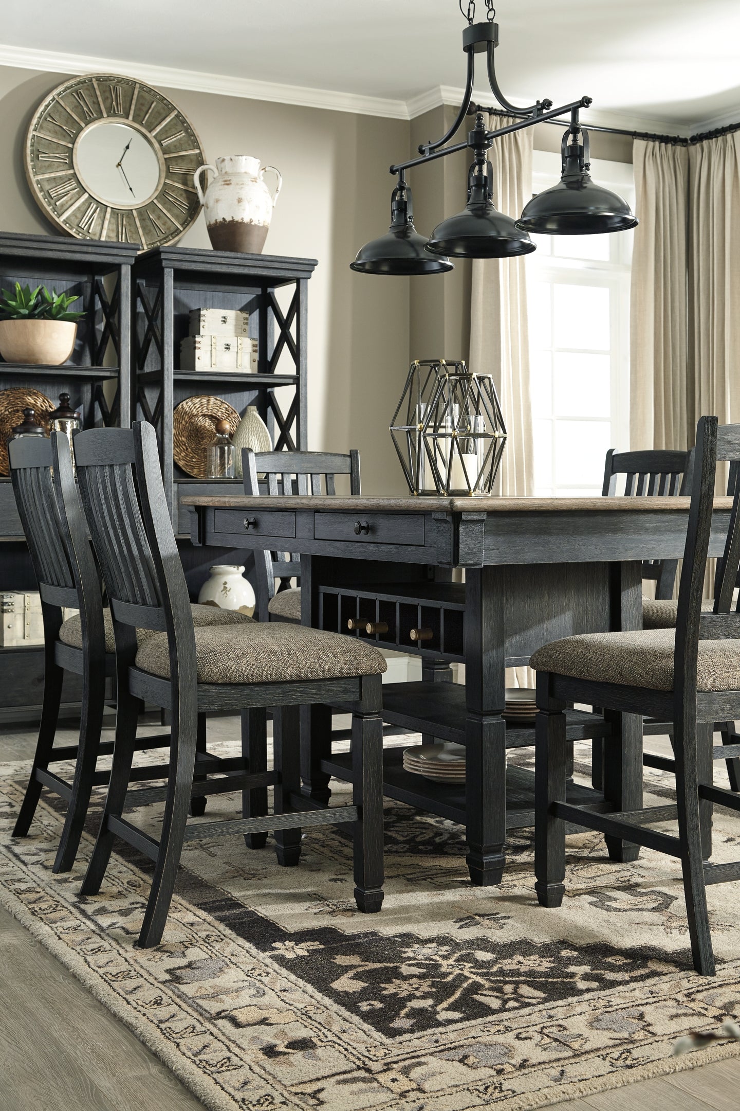 Tyler Creek Counter Height Dining Table and 4 Barstools at Walker Mattress and Furniture Locations in Cedar Park and Belton TX.