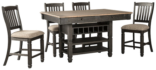 Tyler Creek Counter Height Dining Table and 4 Barstools at Walker Mattress and Furniture Locations in Cedar Park and Belton TX.