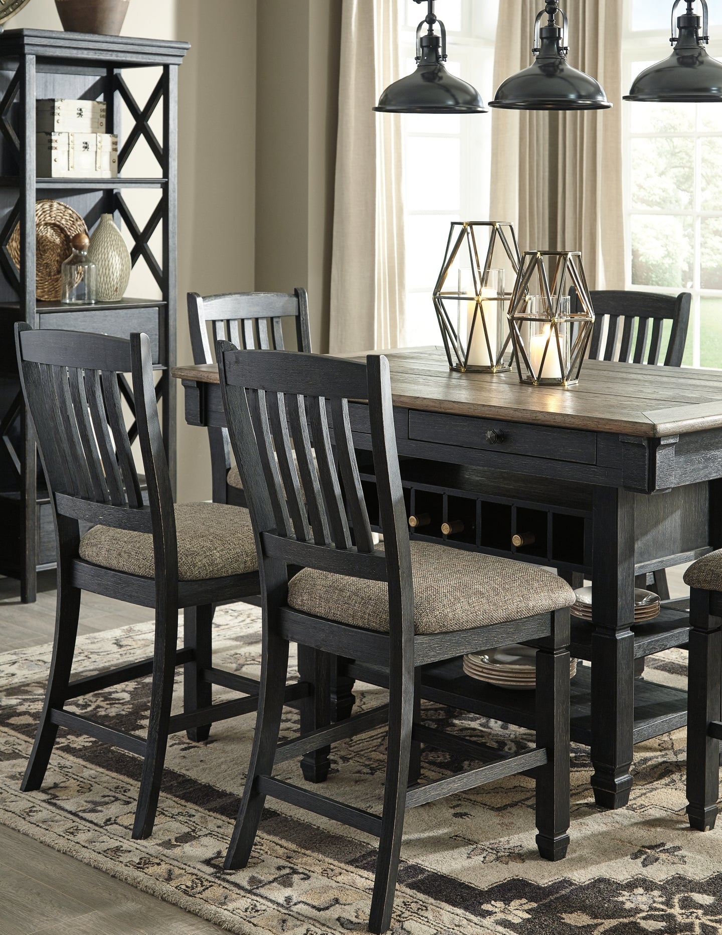 Tyler Creek Counter Height Dining Table and 4 Barstools at Walker Mattress and Furniture Locations in Cedar Park and Belton TX.