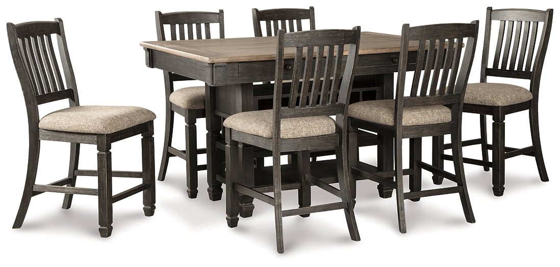 Tyler Creek Counter Height Dining Table and 6 Barstools at Walker Mattress and Furniture Locations in Cedar Park and Belton TX.