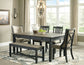 Tyler Creek Dining Table and 4 Chairs and Bench at Walker Mattress and Furniture Locations in Cedar Park and Belton TX.