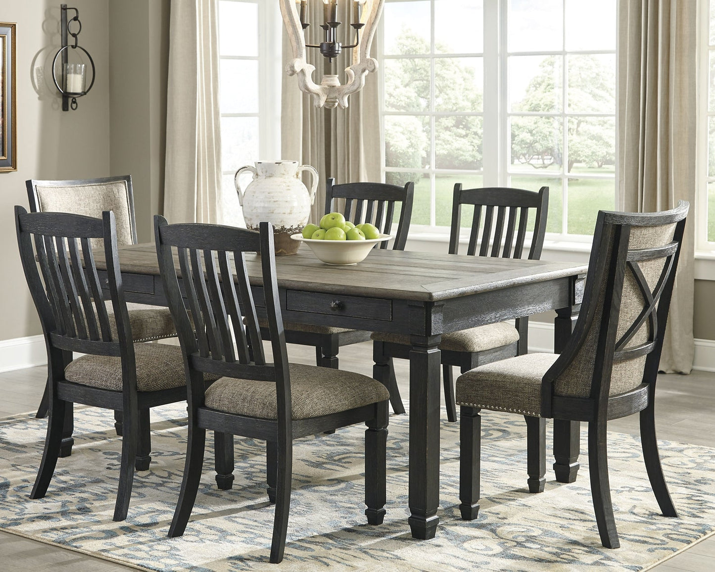 Tyler Creek Dining Table and 6 Chairs at Walker Mattress and Furniture Locations in Cedar Park and Belton TX.