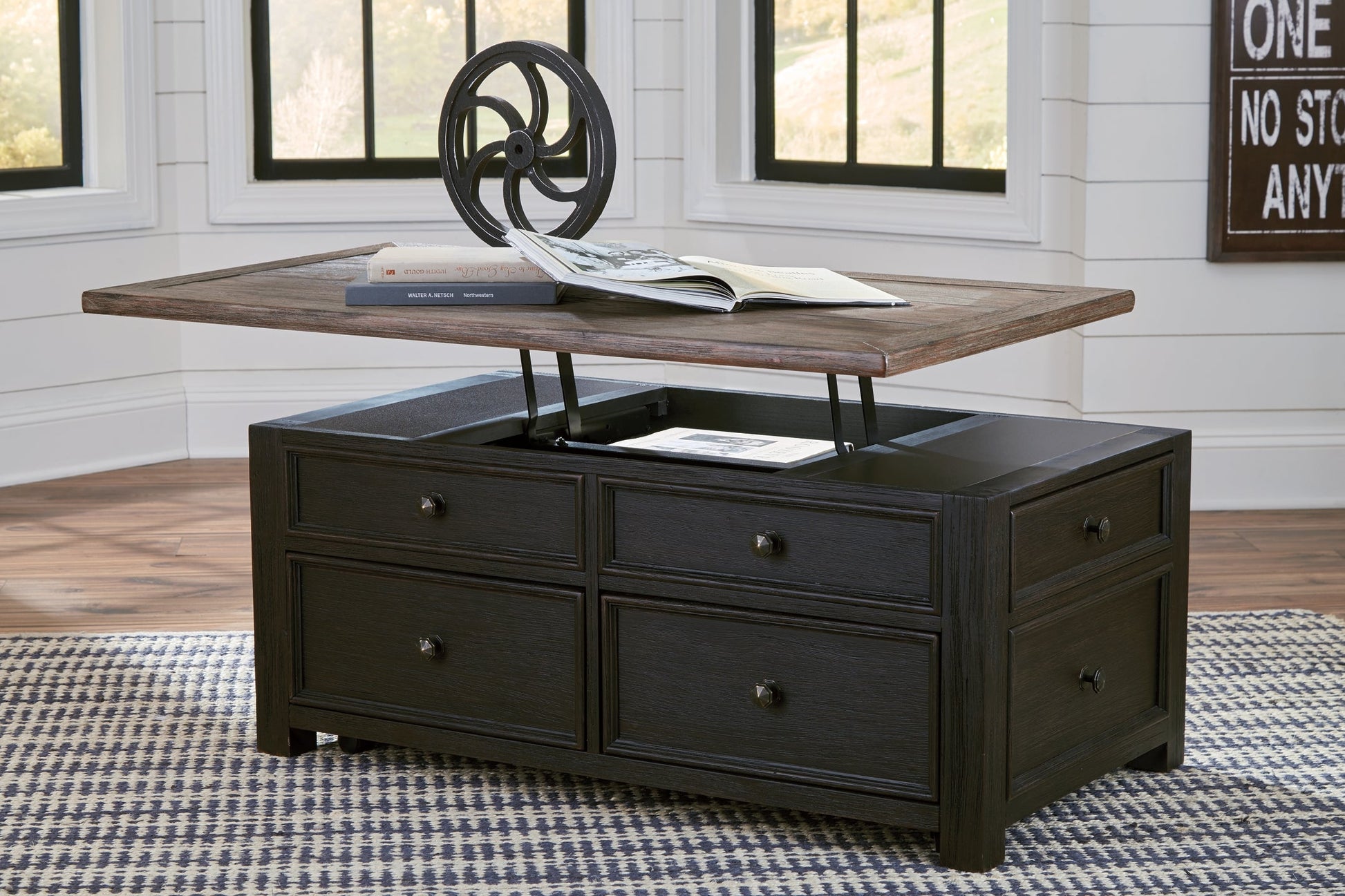 Tyler Creek Lift Top Cocktail Table at Walker Mattress and Furniture Locations in Cedar Park and Belton TX.