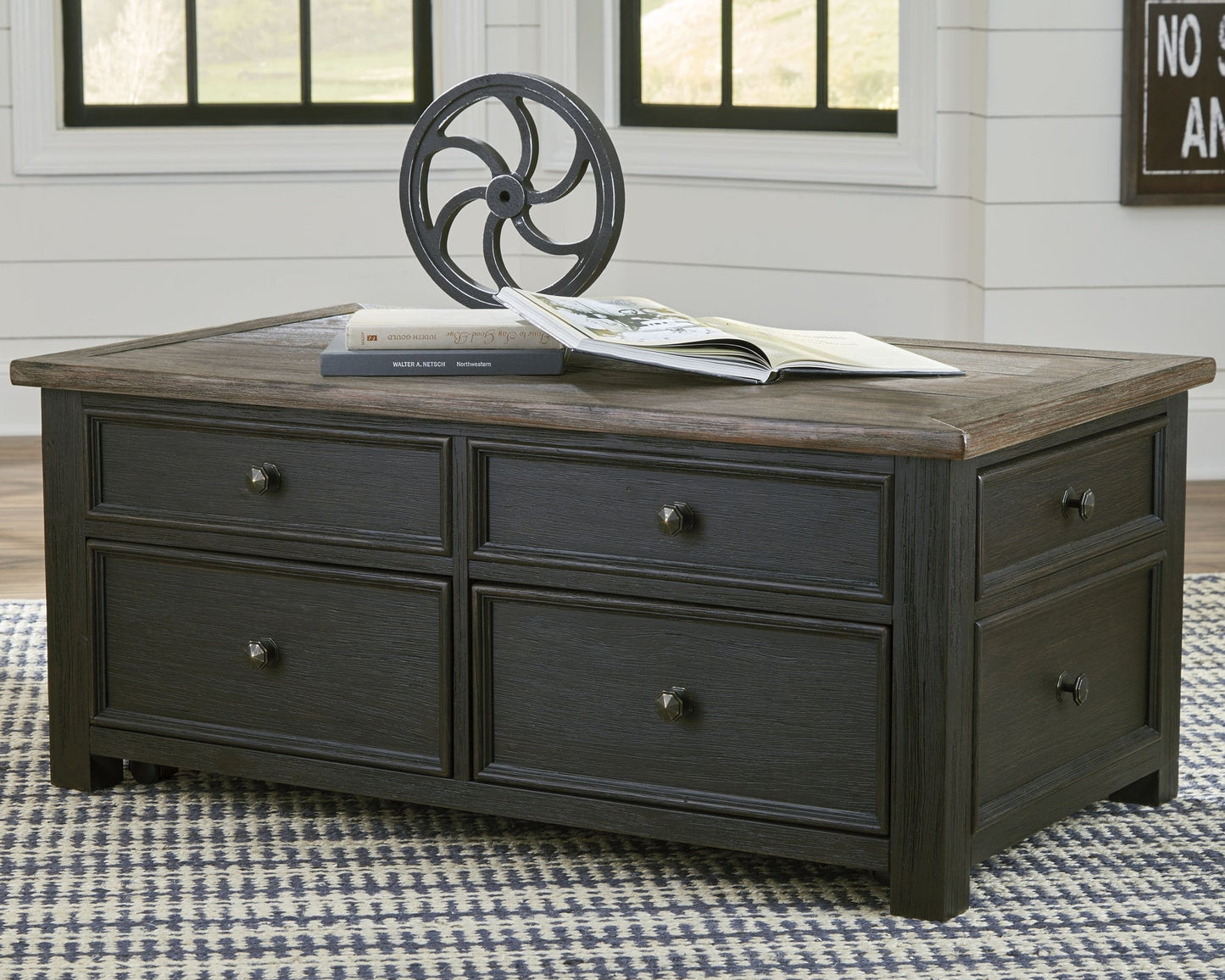 Tyler Creek Lift Top Cocktail Table at Walker Mattress and Furniture Locations in Cedar Park and Belton TX.