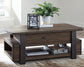 Vailbry Lift Top Cocktail Table at Walker Mattress and Furniture Locations in Cedar Park and Belton TX.