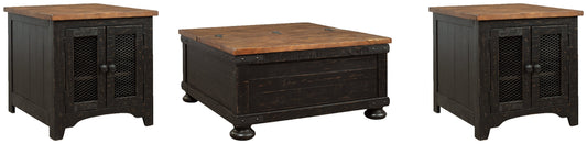Valebeck Coffee Table with 2 End Tables at Walker Mattress and Furniture Locations in Cedar Park and Belton TX.