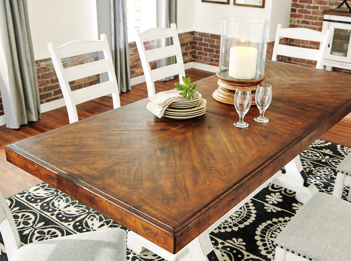 Valebeck Dining Table and 6 Chairs at Walker Mattress and Furniture Locations in Cedar Park and Belton TX.