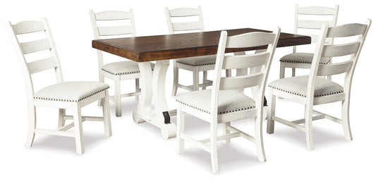 Valebeck Dining Table and 6 Chairs at Walker Mattress and Furniture Locations in Cedar Park and Belton TX.