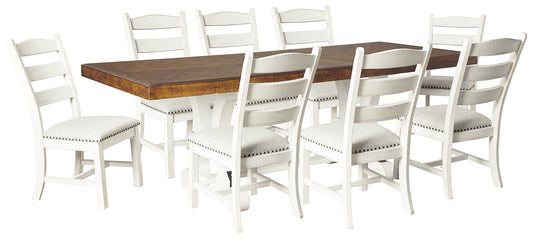 Valebeck Dining Table and 8 Chairs at Walker Mattress and Furniture Locations in Cedar Park and Belton TX.