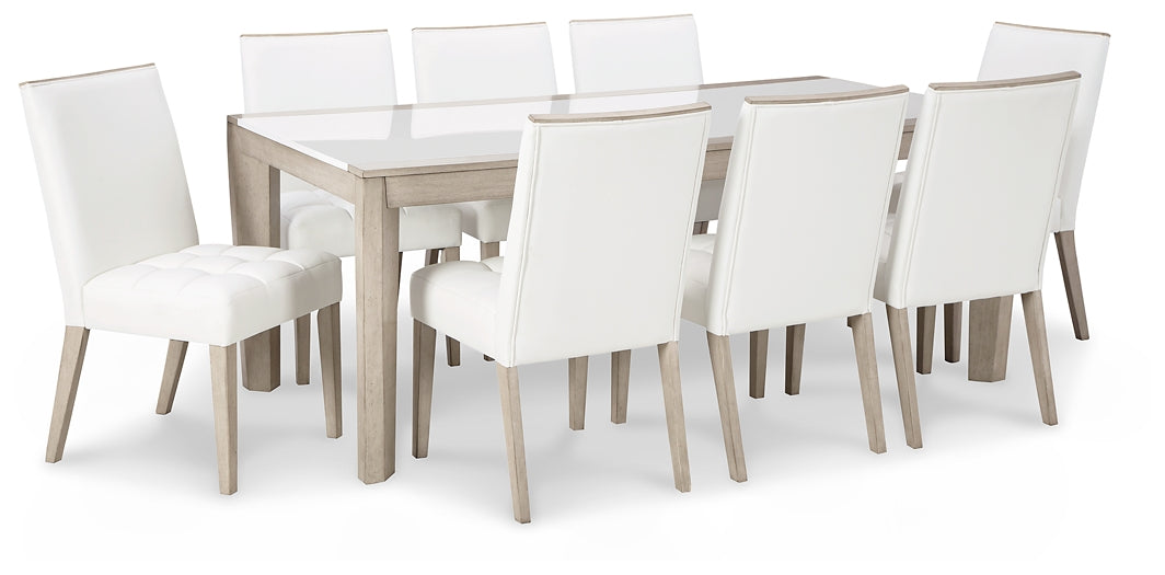 Wendora Dining Table and 8 Chairs at Walker Mattress and Furniture Locations in Cedar Park and Belton TX.
