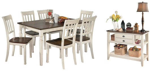 Whitesburg Dining Table and 6 Chairs with Storage at Walker Mattress and Furniture Locations in Cedar Park and Belton TX.