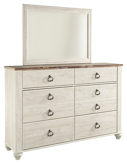 Willowton Dresser and Mirror at Walker Mattress and Furniture Locations in Cedar Park and Belton TX.