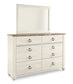 Willowton Queen Panel Bed with Mirrored Dresser at Walker Mattress and Furniture Locations in Cedar Park and Belton TX.