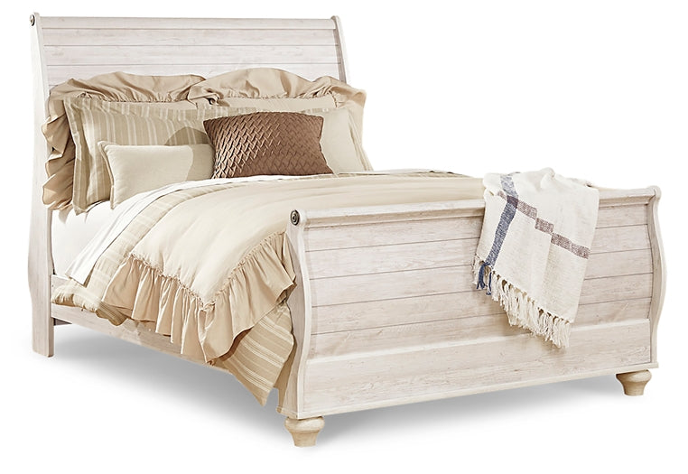 Willowton Queen Sleigh Bed at Walker Mattress and Furniture Locations in Cedar Park and Belton TX.