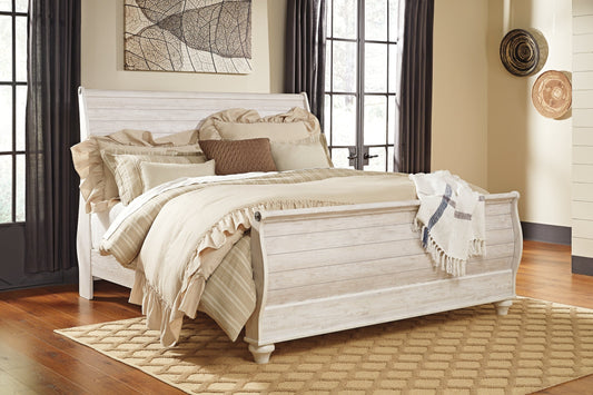 Willowton Queen Sleigh Bed at Walker Mattress and Furniture Locations in Cedar Park and Belton TX.