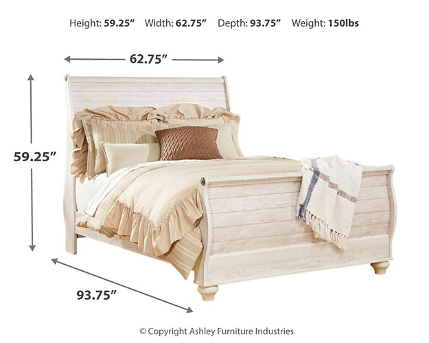 Willowton Queen Sleigh Bed with Dresser at Walker Mattress and Furniture Locations in Cedar Park and Belton TX.