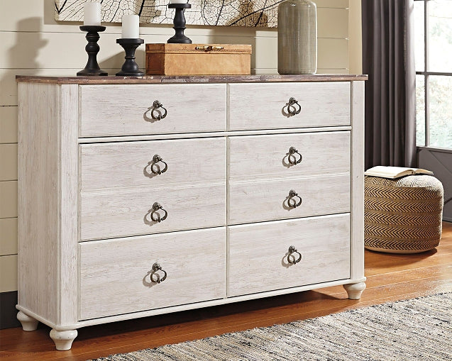 Willowton Six Drawer Dresser at Walker Mattress and Furniture Locations in Cedar Park and Belton TX.