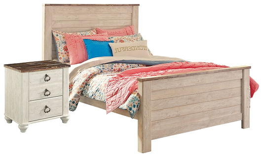 Willowton Twin Panel Bed with Nightstand at Walker Mattress and Furniture Locations in Cedar Park and Belton TX.