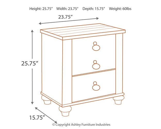 Willowton Two Drawer Night Stand at Walker Mattress and Furniture Locations in Cedar Park and Belton TX.