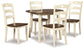 Woodanville Dining Table and 4 Chairs at Walker Mattress and Furniture Locations in Cedar Park and Belton TX.