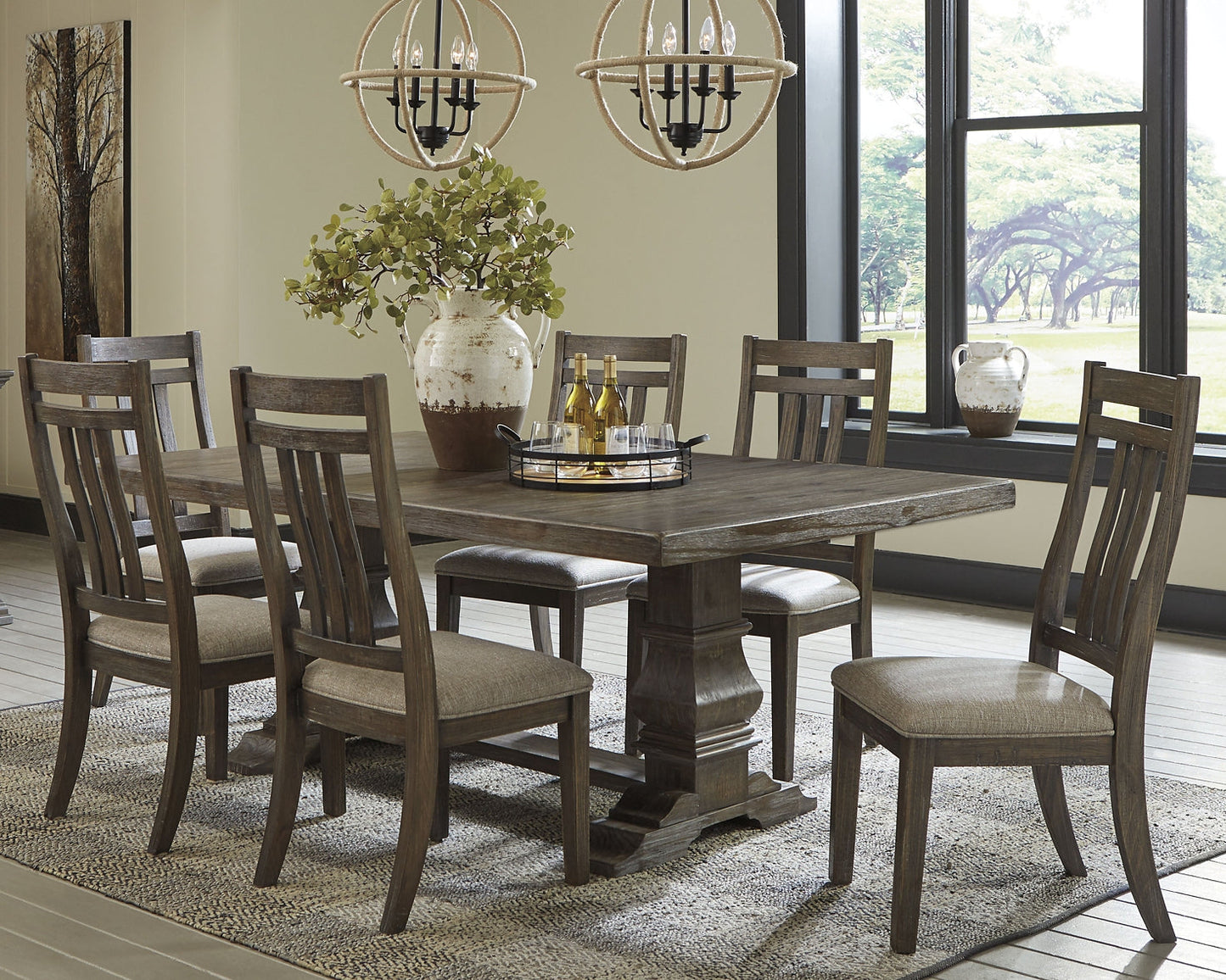 Wyndahl Dining Table and 6 Chairs at Walker Mattress and Furniture Locations in Cedar Park and Belton TX.