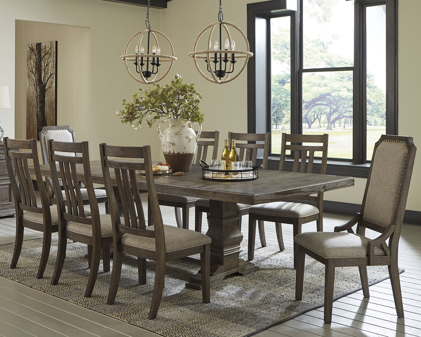 Wyndahl Dining Table and 8 Chairs at Walker Mattress and Furniture Locations in Cedar Park and Belton TX.