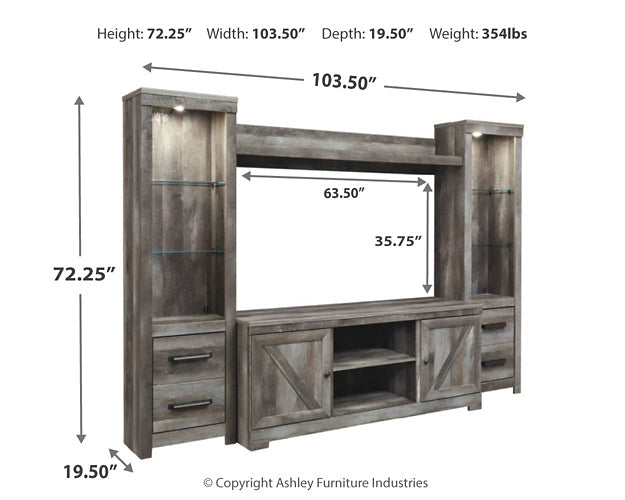 Wynnlow 4-Piece Entertainment Center at Walker Mattress and Furniture Locations in Cedar Park and Belton TX.