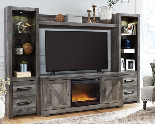 Wynnlow 4-Piece Entertainment Center with Electric Fireplace at Walker Mattress and Furniture Locations in Cedar Park and Belton TX.